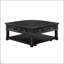 Table basse de salon en bois durable avec plateau relevable, tiroir de rangement et tablettes ouvertes au fini gris anthracite