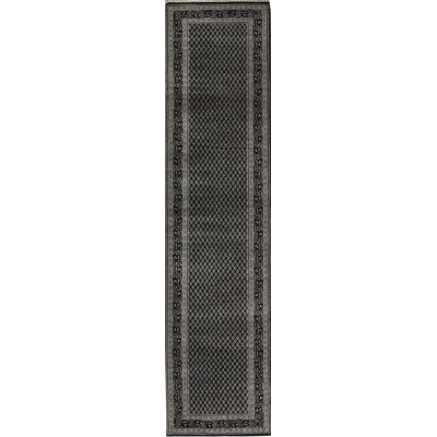 Hand-Knotted High-Quality Black and Black Runner