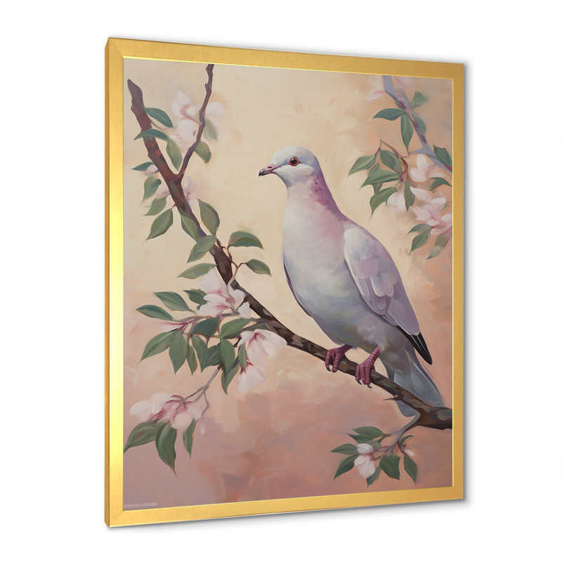 Impression sur toile Dove, Cadre doré simple, H 32 po x l 16 po x P 1 po