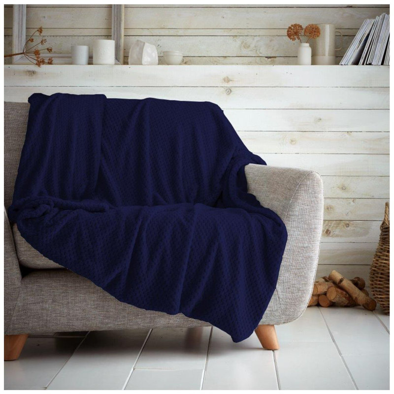 Teddy Popcorn Waffle Throw Blanket Soft Warm Cosy Lightweight Waffle Decorative Blanket for Sofa Couch Bed Bedroom Living Room