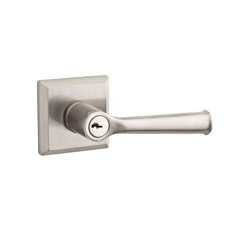 Federal Keyed Door Lever with Traditional Square Rose, Satin Nickel, Keyed Alike, Yes