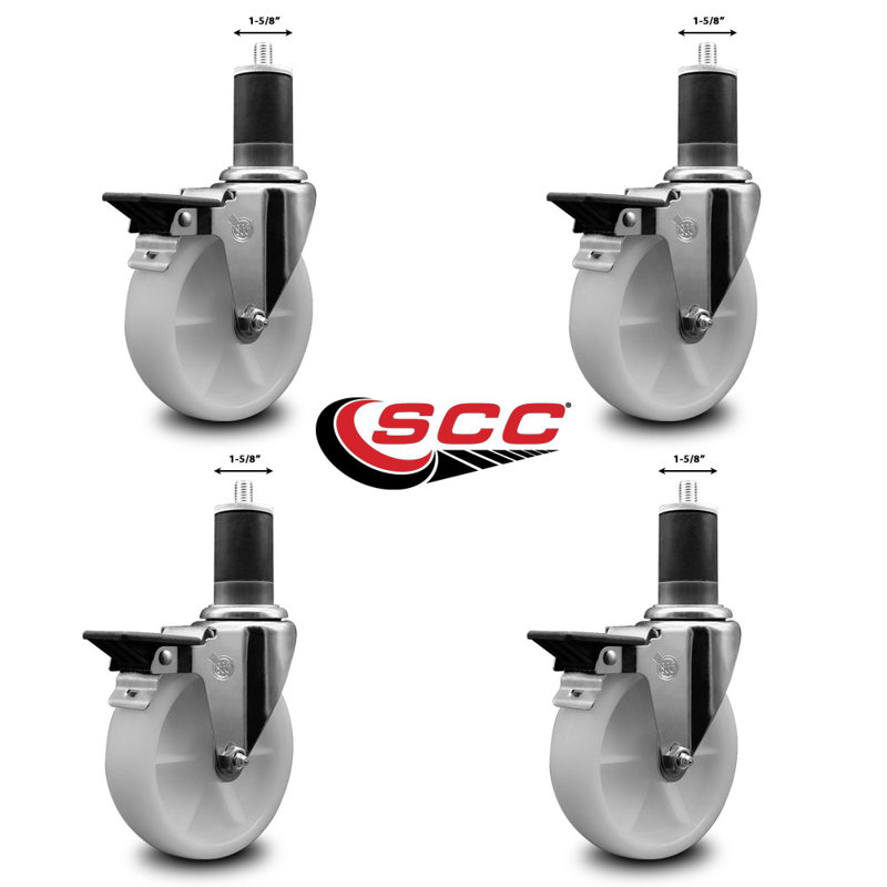 Ensemble de roulettes extensibles pivotantes en nylon 1-5 / 8 pouces avec frein SCC