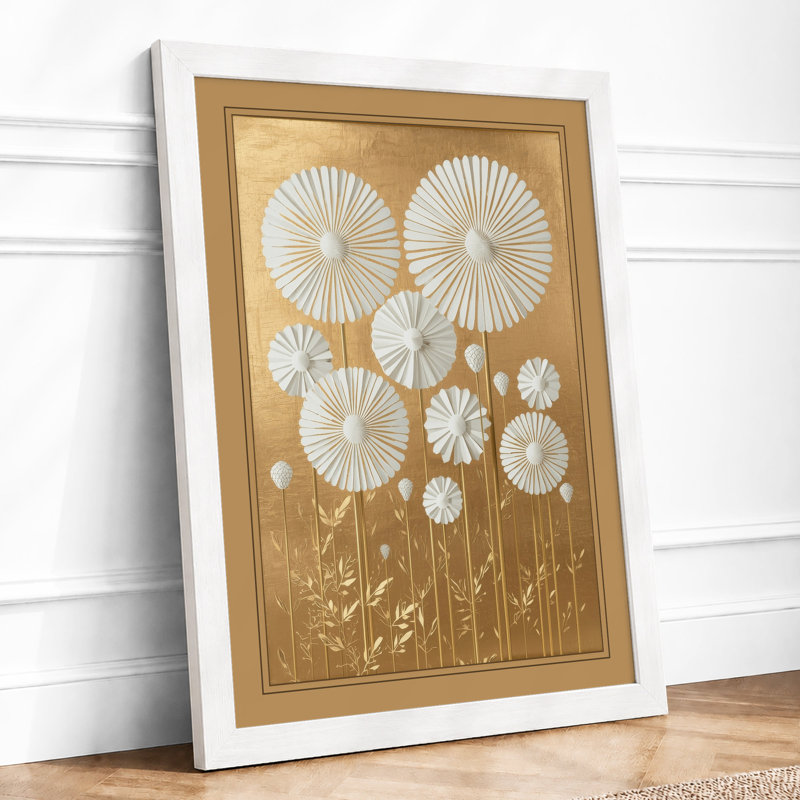 Dandelion Seedheads Botanical - Framed Print, A2 - 59.4 x 42.0 cm, White