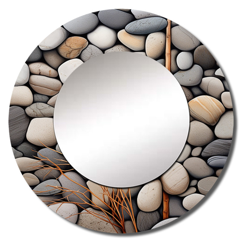 Ryou Beach Photo Harmonious Balance II - miroir de plage, miroir mural rond décoratif côtier, impression d'art en métal