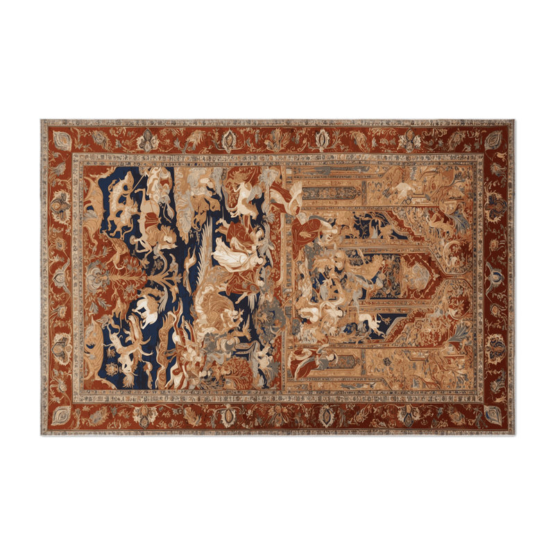 Tapis d'intérieur et d'extérieur brun Persian, Rectangle 9 pi x 12 pi