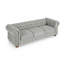 Canapé Chesterfield en lin capitonné 3 places