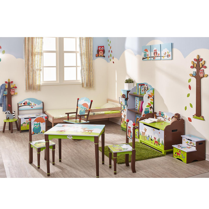 Enchanted Woodland Whimsical Kids' Wooden Bookshelf with Storage