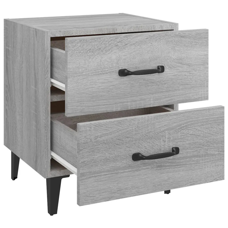 Jemena 40cm W Bedside Table, Grey, Set of 2