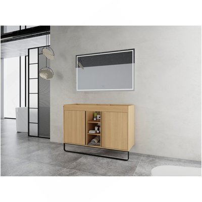 48" Freestanding Bathroom  Cabinet, 2-Soft Close Door & 3-Open Storage Rack,    (Vanity Only, Without Sink)