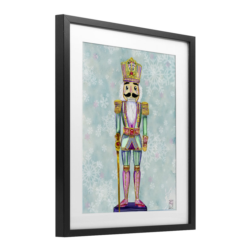 Casse-noisette pastel sur flocons de neige, impression encadrée sous verre, design par Sara Culpepper, H 16 po x l 13 po