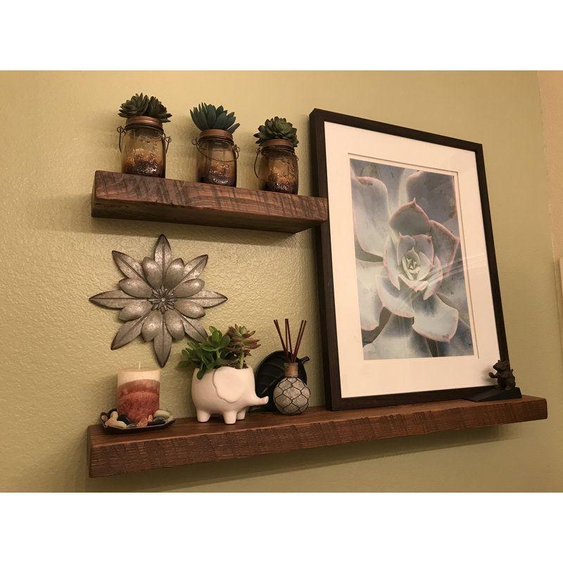Mcevoy 2 Piece Pine Floating Shelf, Brown, 2" H x 18" W x 6" D
