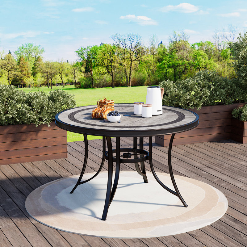 Miyona Round Outdoor Dining Table With Umbrella Hole , 48.03'' in. W 48.03'' in. D