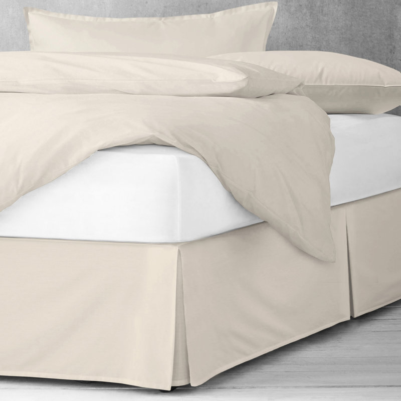 Essentials Ivory King Bed Skirt 18" Drop, California King, 15"