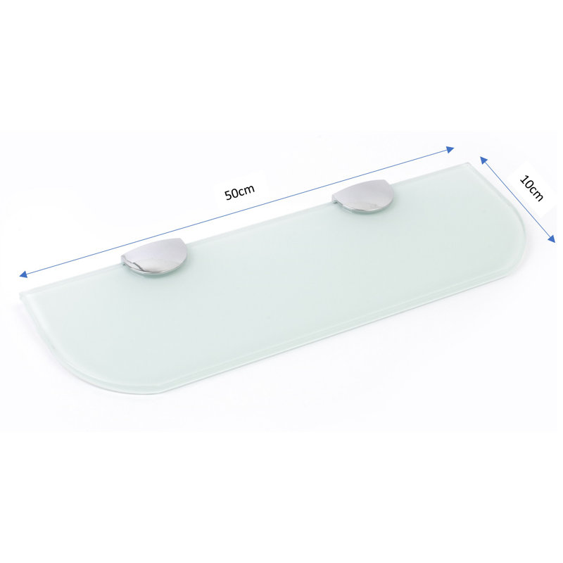 Fanni Glass Floating Shelf with Adjustable Shelves, White, 0.6cm H x 50cm W x 10cm D