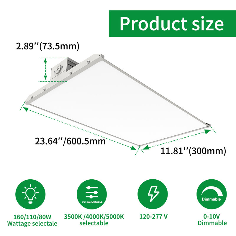 120-277v 2ft Cecilia With Selectable Watt & Cct, 0-10v Dimmable, 2 Pack