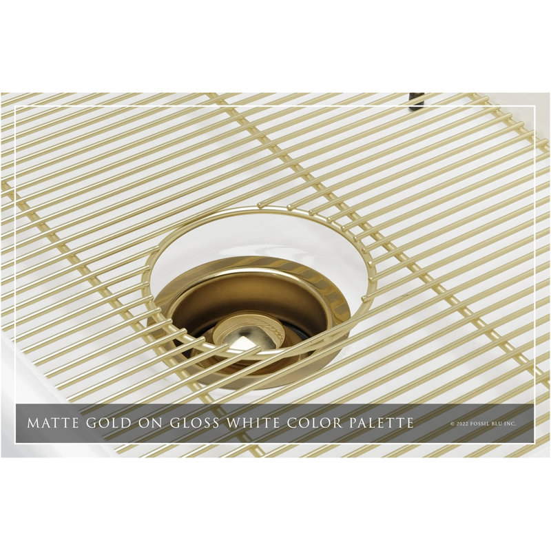 32.75" L x 19.88" W Double Basin Farmhouse Kitchen Sink with Accessories, Brushed Brass Accessories