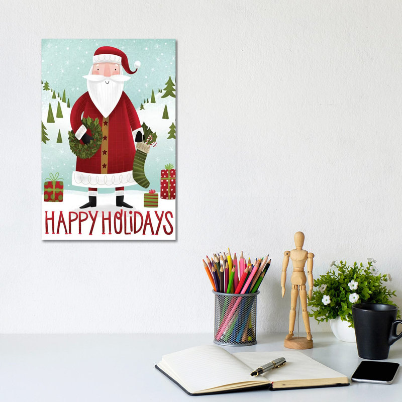 Folk Santa by Arrolynn Weiderhold - Wrapped Canvas Print, 20.32 cm H x 30.48 cm W x 1.91 cm D