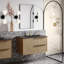 Kora Art 40" Fluted Wall-Mounted Single Bathroom Vanity with Integrated Ceramic Top & Handles-75825110-75832232