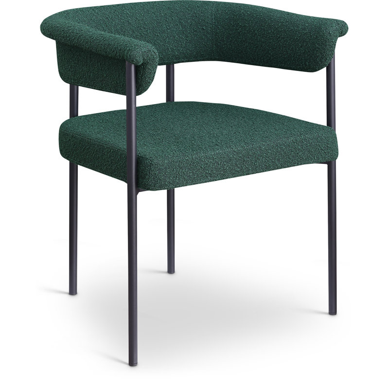 Chaise de salle à manger Malin, Tissu bouclé vert