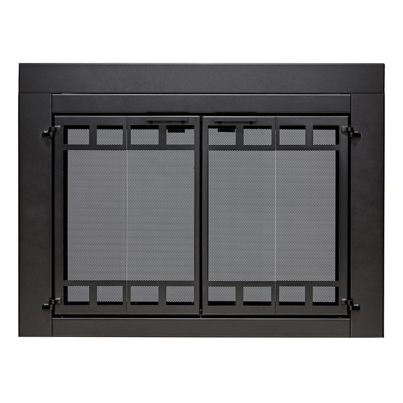 Porte de foyer en acier de style armoire, H 33,03 po x l 37,52 po x P 1,81 po