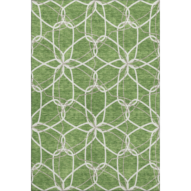Premium Machine Washable Prisco Green Rug