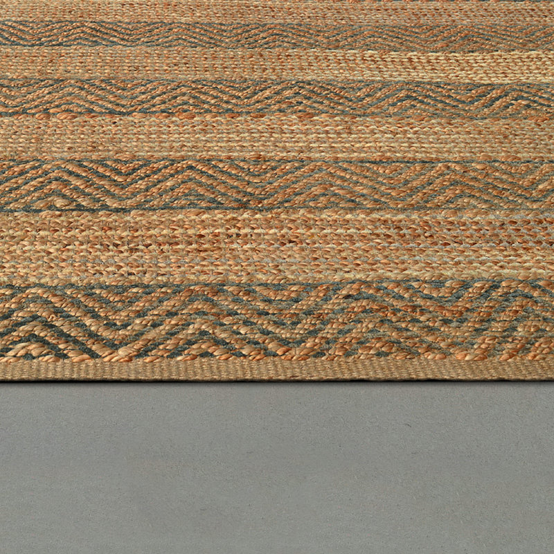 Tapis rayé tissé à la main Robert-Junior, Rectangle 8 pi x 10 pi