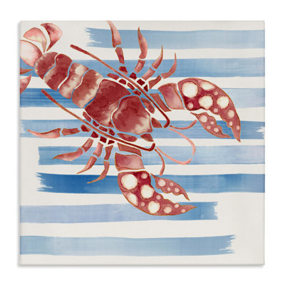Striped & Dotted Claws Lobster Canvas, design by Eli Jones
