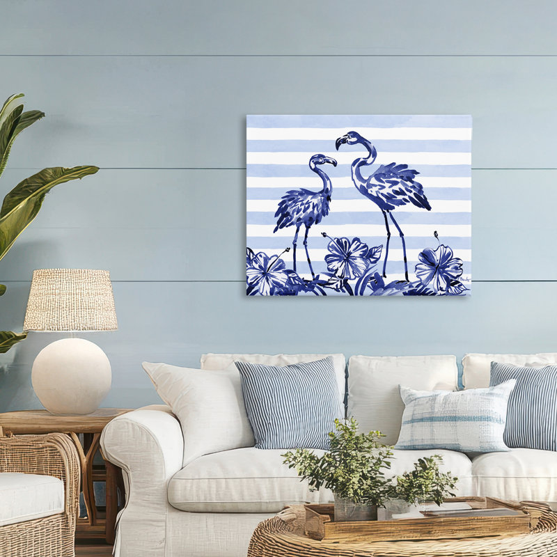 Flamants indigo sur toile, par Paul Brent, H 30 po x l 40 po
