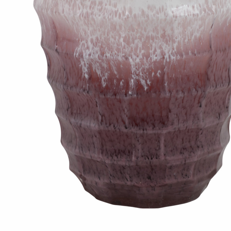 Glass Vase Modern Decorative Glassware Accent Piece Contemporary Home Decor Ombre Design White Plum, 16" H x 8" W x 8" D