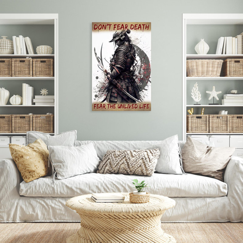 Samurai Dont Fear Mort - Reproduction d'art graphique sur toile tendue, H 36 po x l 24 po x P 1,25 po
