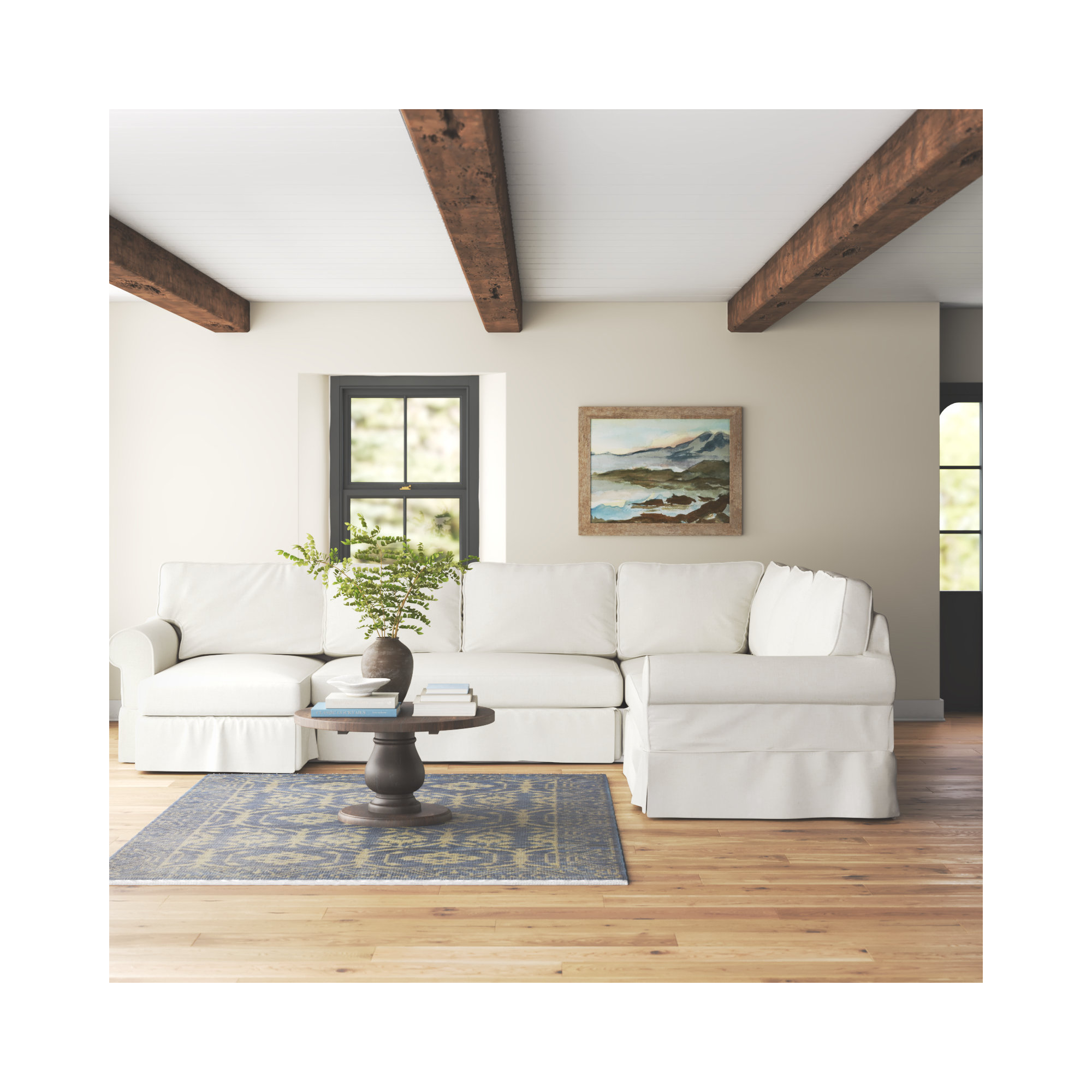 Porter Upholstered U-Sectional, Left Hand Facing, Bayou Off White Canvas