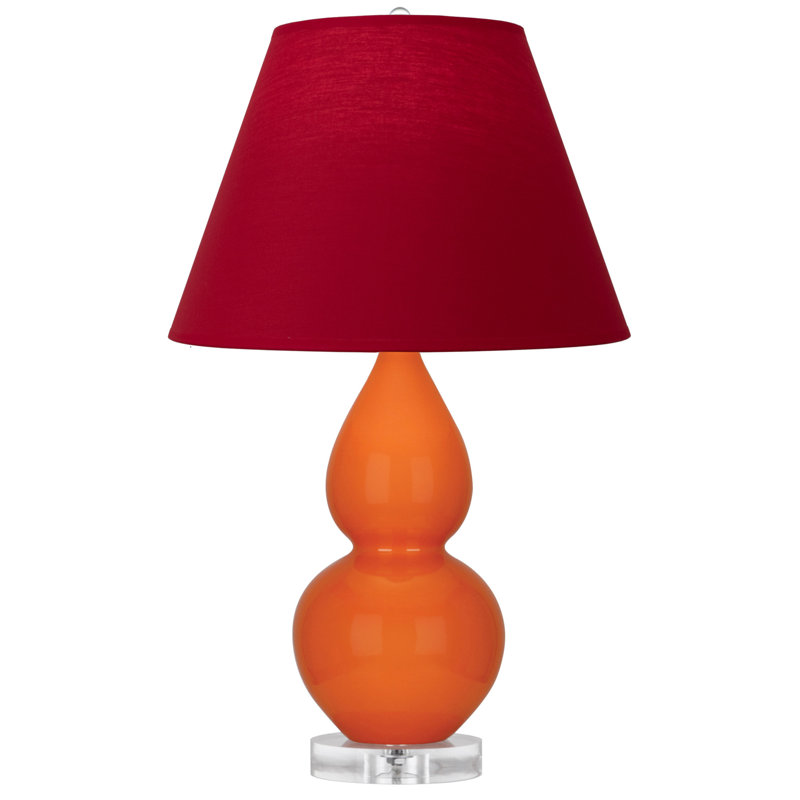 Small Double Gourd Accent Lamp - Steel Blue, Lucite - Tangerine, Taupe Lining Shade, Pumpkin, Red