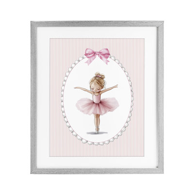 «Dancing Pink Ballerina», reproduction sous verre encadrée, conception par Christine Simpson Art