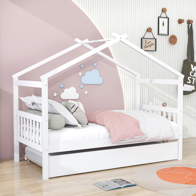 Patchin Wood Daybed with Trundle and Slats, White, Twin
