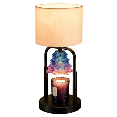 Lampe chauffe-bougie 2 en 1, hauteur réglable, minuterie, variateur à 4 niveaux, double fonction : lampe de chevet et chauffe-cire sans flamme pour bougies en pot, arrêt automatique 2/4/8 h, bleu