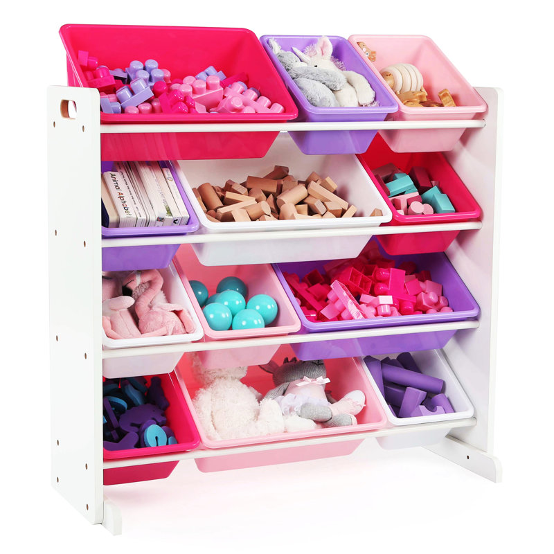 Organisateur de jouets avec bacs Rafael, Blanc / rose / mauve