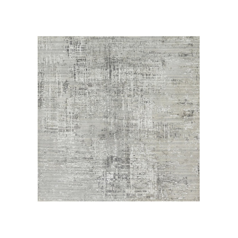Tapis carré gris en laine naturelle nouée à la main 10 pi 2 po x 10 pi 2 po ED5DC449227447AEA3C3F10AD8231FFE