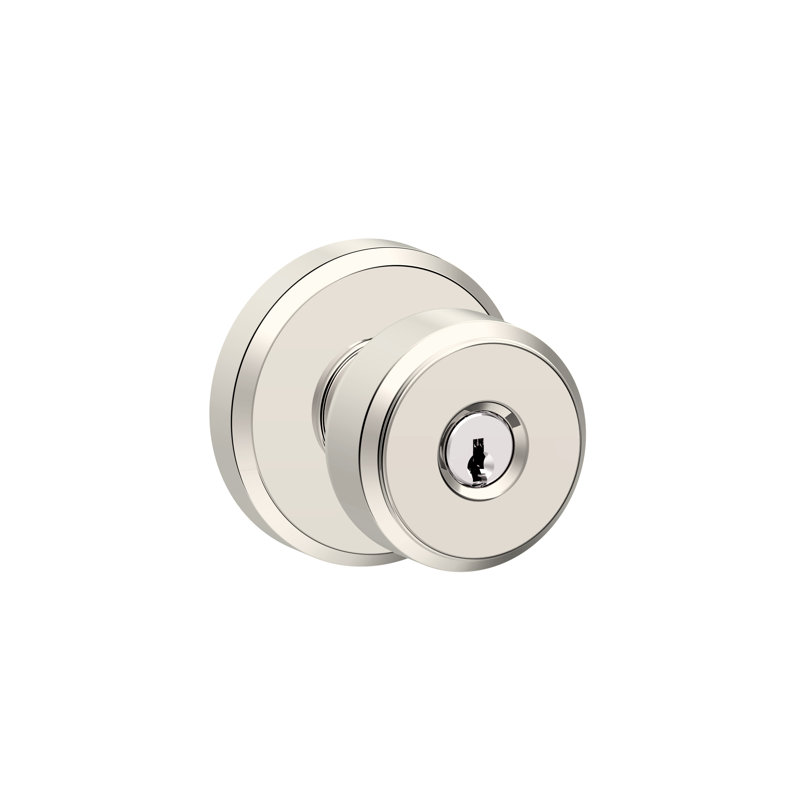 Bowery Keyed Entry Knob with Greyson Trim, Bright Nickel