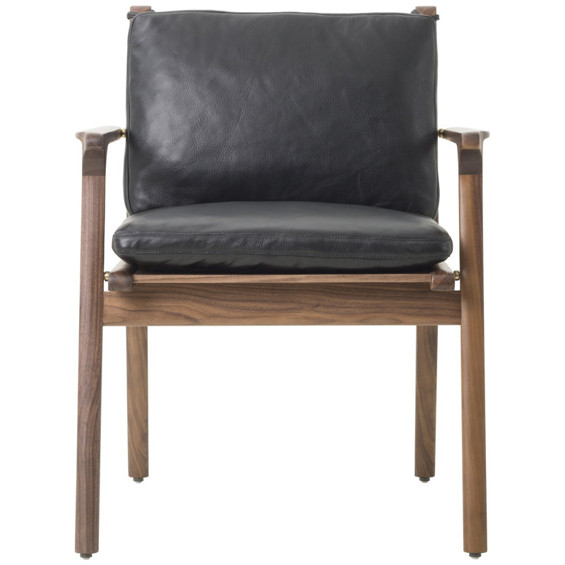 Ren Armchair, Bellagio 2 Charcoal 4502 Leather/Natural Walnut