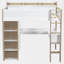 Lit mezzanine double avec bureau intégré et tablettes de rangement-1337149827