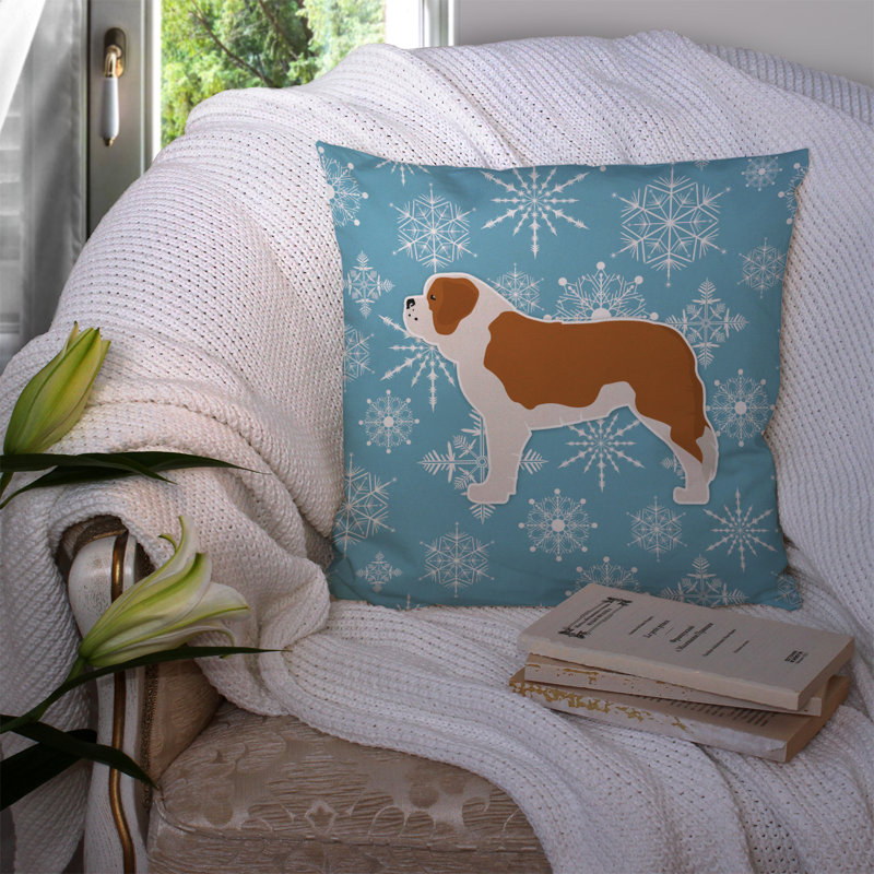 Coussin intérieur/extérieur en flocons d’hiver, H 14 po x l 14 po x P 3 po