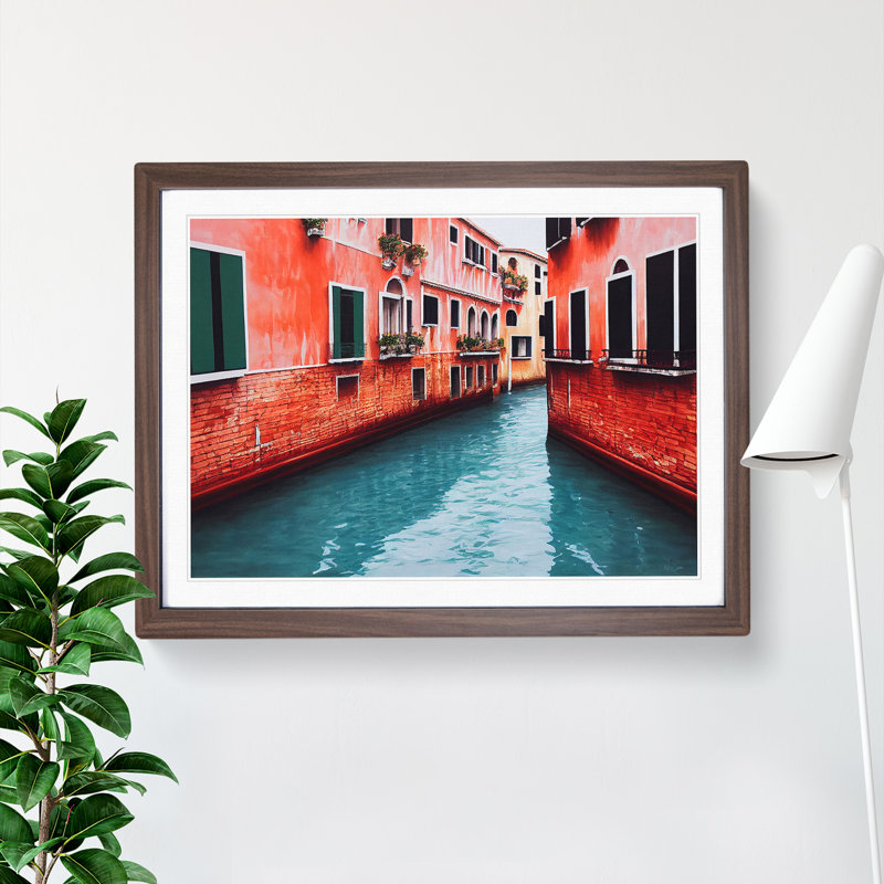 Venice Canal - Framed Print, 46cm H x 64cm W x 2cm D, Walnut
