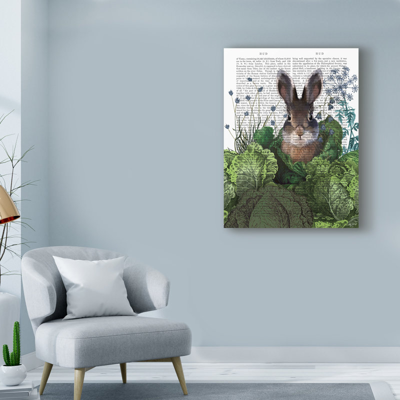 « chou correctif lapin text 4 », reproduction d’impression sur toile tendue, H 19 po x l 14 po x P 2 po