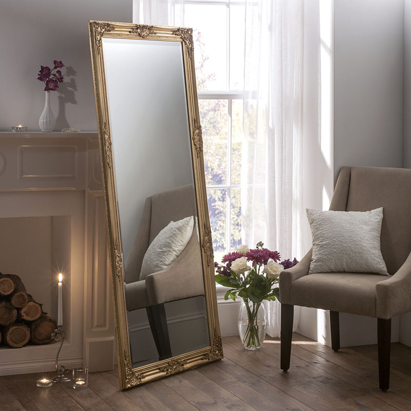 Madeleine Carved Classic Accent Mirror, 74cm W x 163cm W, Gold