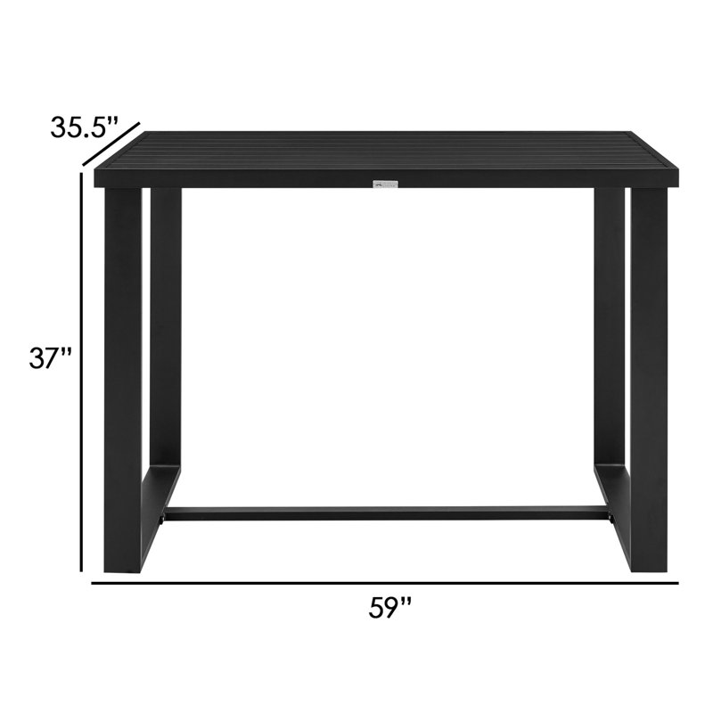 Chervonne Rectangular Aluminum Outdoor Dining Table, 37" H x 59" W x 35.5" D