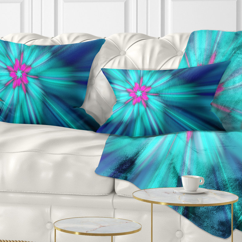 Feux d'artifice rotatifs - coussin à imprimé floral, Bleu sarcelle