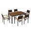 Ensemble repas d'extérieur en osier pour 6 personnes avec plateau en bois d'acacia Opulence