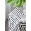 Tabouret de salon hexagonal noir / blanc, 16 x 14 x 18 po, incrusté, table d'appoint décontractée, style