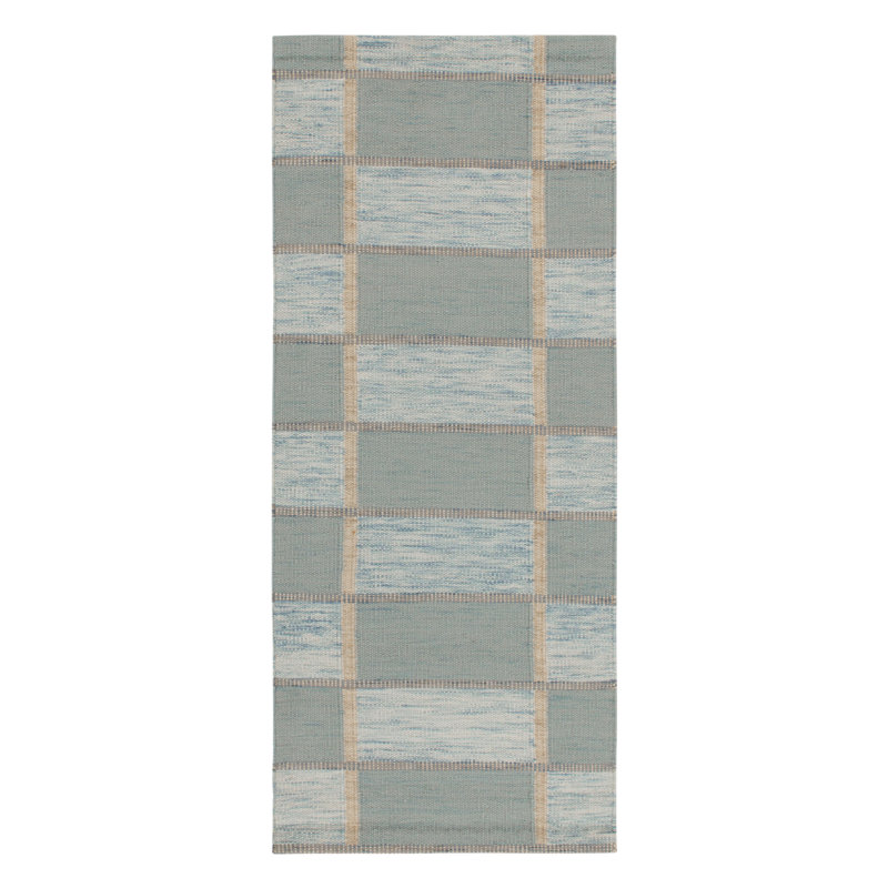 Scandinavian Hand Knotted Wool Geometric Area Rug, Runner 3' x 12'