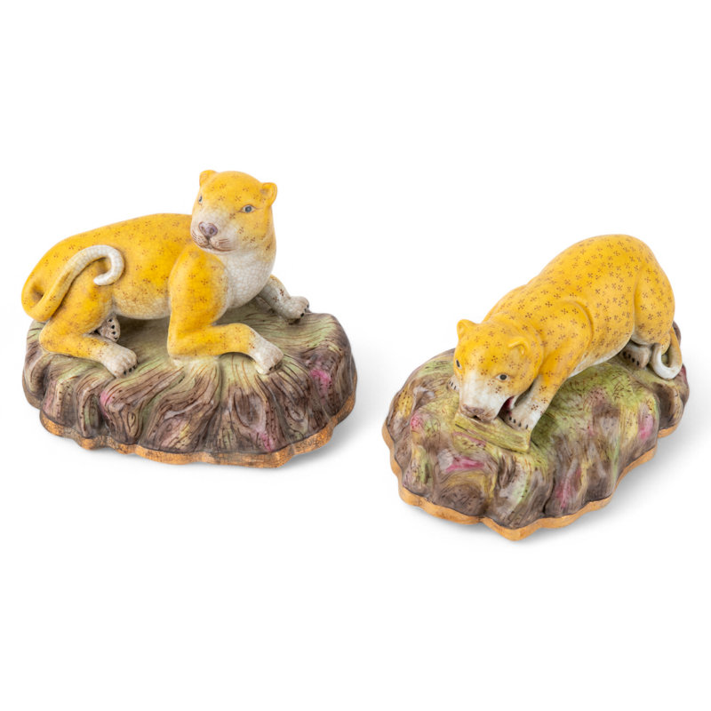 Porcelain Leopards Pair